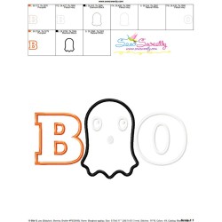 Boo Ghost Halloween Lettering Applique Design Pattern-3
