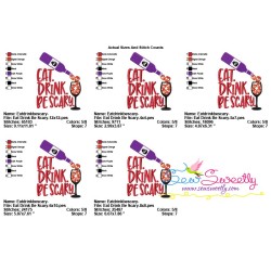 Eat Drink Be Scary Halloween Lettering Embroidery Design Pattern-2