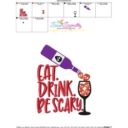 Eat Drink Be Scary Halloween Lettering Embroidery Design Pattern-3