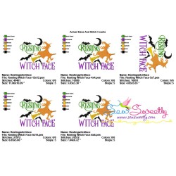 Resting Witch Face Halloween Lettering Embroidery Design Pattern-2