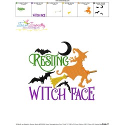Resting Witch Face Halloween Lettering Embroidery Design Pattern-3
