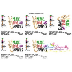 Peace Love Zombies Halloween Lettering Embroidery Design Pattern-2