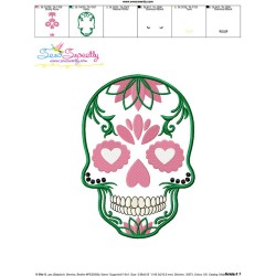 Sugar Skull-1 Halloween Embroidery Design Pattern-3