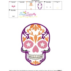 Sugar Skull-2 Halloween Embroidery Design Pattern-3