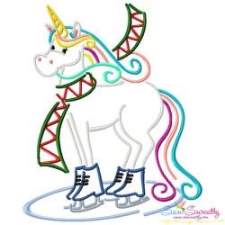Christmas Unicorn Ice Skating Embroidery Design Pattern-1