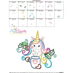 Christmas Unicorn Coffee Embroidery Design Pattern-3