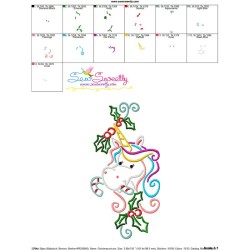 Christmas Unicorn Candy Cane Embroidery Design Pattern-3