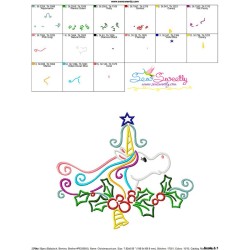 Christmas Unicorn Bell-2 Embroidery Design Pattern-3