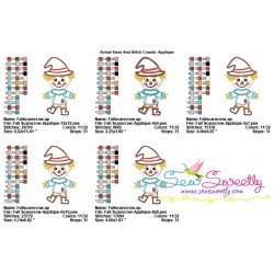 Cute Fall Scarecrow Applique Design Pattern-2