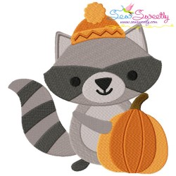 Cute Fall Raccoon Embroidery Design Pattern-2