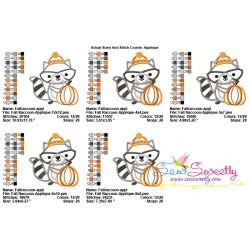Cute Fall Raccoon Applique Design Pattern-2