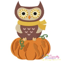 Owl on Pumpkin Embroidery Design Pattern-1