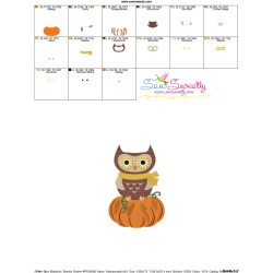 Owl on Pumpkin Embroidery Design Pattern-3