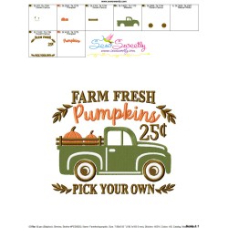 Farm Fresh Pumpkins Truck Lettering Embroidery Design Pattern-3