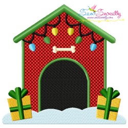 Christmas Dog House Embroidery Design Pattern-1