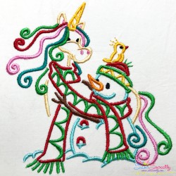 Christmas Unicorn And Snowman Embroidery Design Pattern-2