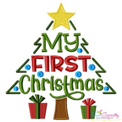 My First Christmas Lettering Embroidery Design Pattern-3