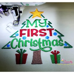 My First Christmas Lettering Embroidery Design Pattern-2