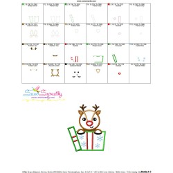 Reindeer Gift Peeker Applique Design Pattern-3