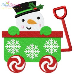 Snowman Wagon Peeker Embroidery Design Pattern-3