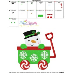 Snowman Wagon Peeker Embroidery Design Pattern-5