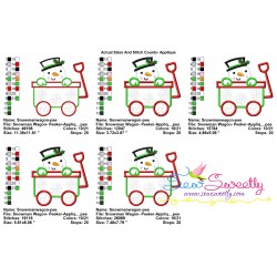 Snowman Wagon- Peeker Applique Design Pattern-2
