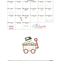 Snowman Wagon- Peeker Applique Design Pattern-3