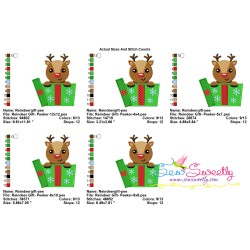 Reindeer Gift Peeker Embroidery Design Pattern-3