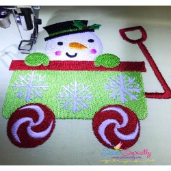Snowman Wagon Peeker Embroidery Design Pattern-2
