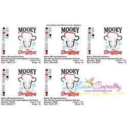 Mooey Christmas Cow Applique Design Pattern-2