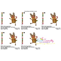 Dancing Reindeer With Candy Cane Embroidery Design Pattern-3