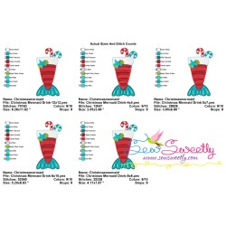 Christmas Mermaid Drink Embroidery Design Pattern-3