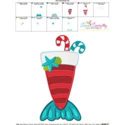 Christmas Mermaid Drink Embroidery Design Pattern-4