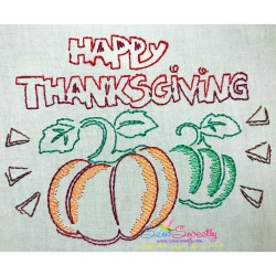 Happy Thanksgiving Pumpkins Vintage Stitch Embroidery Design Pattern-2