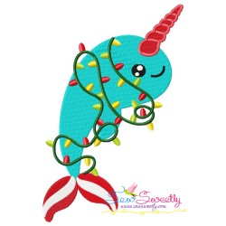 Christmas Narwhal Whale Embroidery Design Pattern-3
