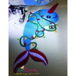 Christmas Narwhal Whale Embroidery Design Pattern-2