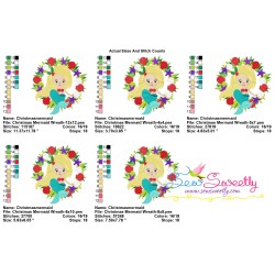 Christmas Mermaid Wreath Embroidery Design Pattern-2