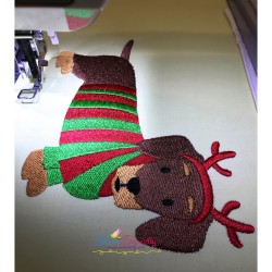 Christmas Dachshund Dog Embroidery Design Pattern-2