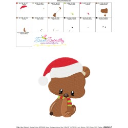 Woodland Christmas Bear Embroidery Design Pattern-3