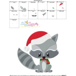 Woodland Christmas Raccoon Embroidery Design Pattern-5