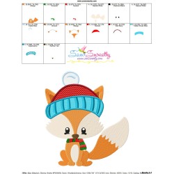 Woodland Christmas Fox Embroidery Design Pattern-5