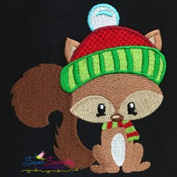 Woodland Christmas Squirrel Embroidery Design Pattern-3