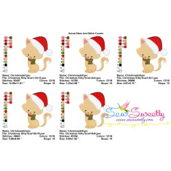 Christmas Kitty Cat Scarf Embroidery Design Pattern-4