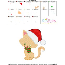 Christmas Kitty Cat Scarf Embroidery Design Pattern-5