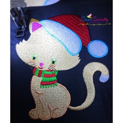 Christmas Kitty Cat Scarf Embroidery Design Pattern-3