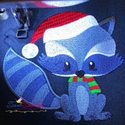 Woodland Christmas Raccoon Embroidery Design Pattern-2