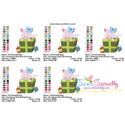 Christmas Kitty Cat Gift Embroidery Design Pattern-2