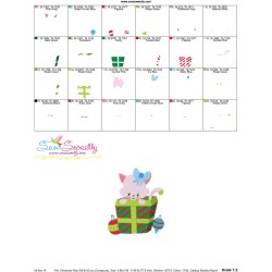 Christmas Kitty Cat Gift Embroidery Design Pattern-3