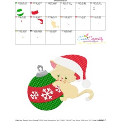 Christmas Kitty Ornament Embroidery Design Pattern-3
