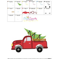 Christmas Tree Truck Embroidery Design Pattern-5